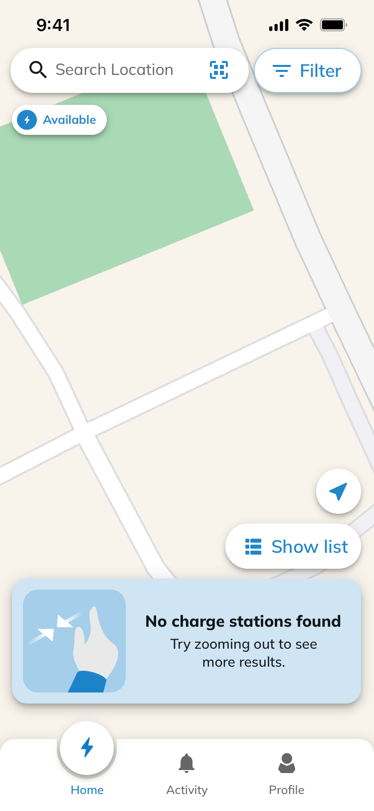No charge stations found in this area